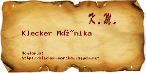 Klecker Mónika névjegykártya